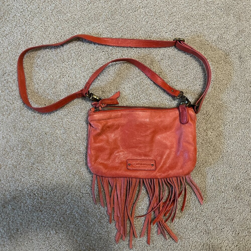 Lucky Brand Fringe Crossbody, Burnt Orange